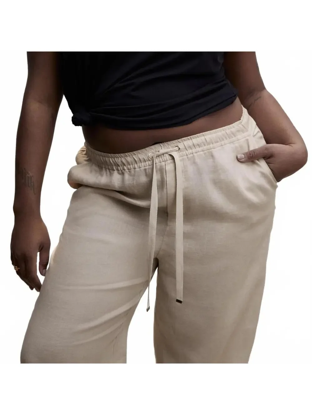 Mango 100% Linen Pants Light/Pastel Grey NWT Size 4XL